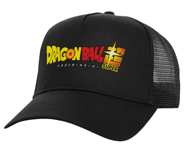 DragonBallZ — Structured Trucker Adult Hat, with Mesh, Black (100% COTTON, ADULT, UNISEX, ONE SIZE)