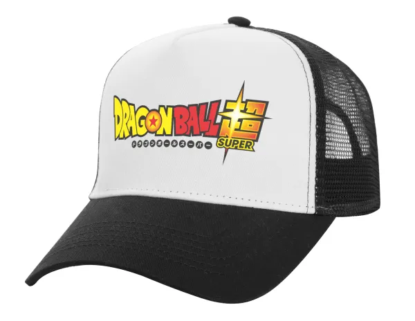 DragonBallZ — Adult Structured Trucker Hat, with Mesh, WHITE/BLACK (100% COTTON, ADULT, UNISEX, ONE SIZE)