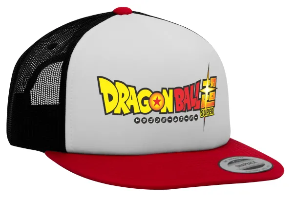 DragonBallZ — Adult Foam Flat Snapback with Mesh Red-White-Black (POLYESTER, ADULT, UNISEX, ONE SIZE)