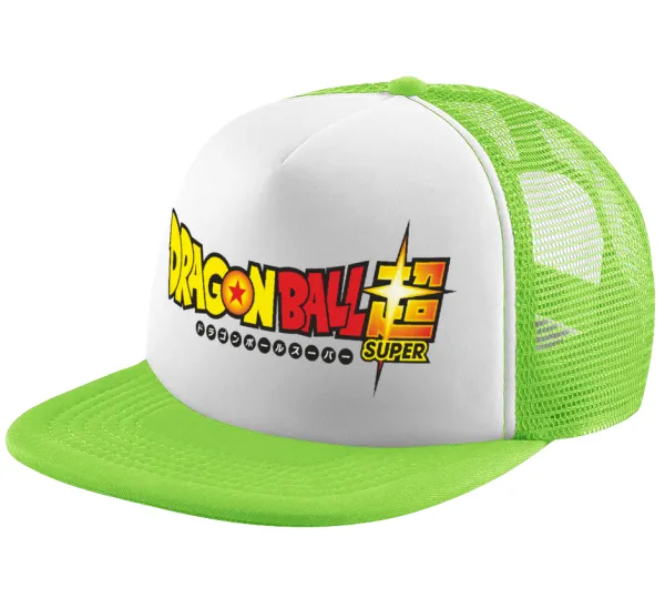 DragonBallZ — Adult Soft Trucker Hat with Mesh GREEN/WHITE (POLYESTER, ADULT, ONE SIZE)