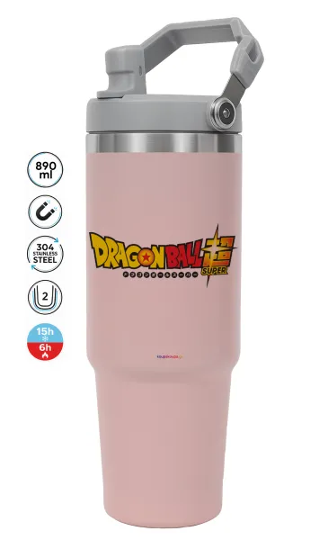 DragonBallZ — ΡΟΖ Travel Tumbler Θερμός με χερούλι και καλαμάκι 890ml