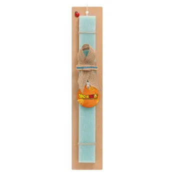 DragonBallZ, Easter Set, wooden keychain & aromatic flat Easter candle (30cm) (TURQUOISE)