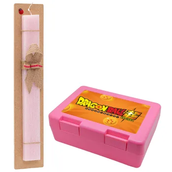 DragonBallZ, Easter Set, children's snack container PINK & scented flat Easter candle (30cm) (PINK)