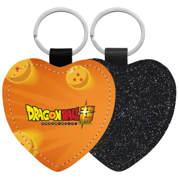 DragonBallZ, Μπρελόκ PU δερμάτινο glitter καρδιά ΜΑΥΡΟ