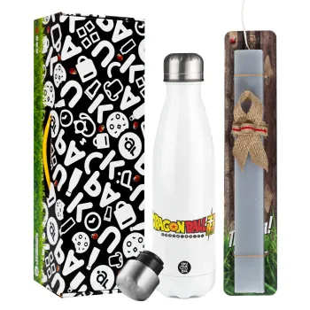DragonBallZ, Easter candle, metallic white thermos bottle (500ml) & aromatic flat candle (30cm) (GRAY)