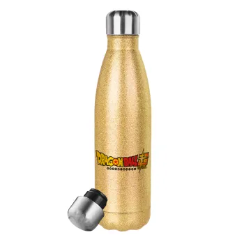 DragonBallZ, Glitter gold stainless steel thermos bottle, double-walled, 500ml