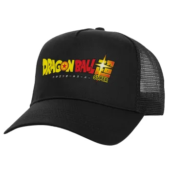 DragonBallZ, Structured Trucker Adult Hat, with Mesh, Black (100% COTTON, ADULT, UNISEX, ONE SIZE)