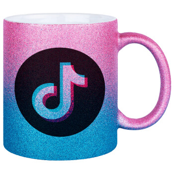 TikTok, Κούπα Χρυσή/Μπλε Glitter, κεραμική, 330ml