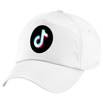 TikTok, Πεντάφυλλο καπέλο Λευκό, 100% Βαμβακερό (Twill), με ρύθμιση, unisex