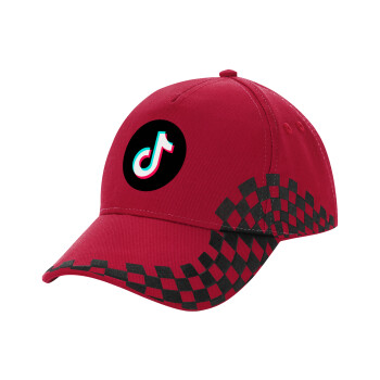 TikTok, Adult Cap RACING Ultimate Red/Black, (100% COTTON DRILL, ADULT, UNISEX, ONE SIZE ADULT)