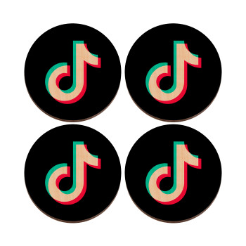 TikTok, ΣΕΤ x4 Σουβέρ ξύλινα στρογγυλά plywood (9cm)