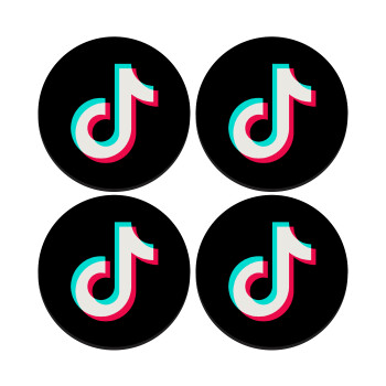 TikTok, SET of 4 round wooden coasters (9cm)
