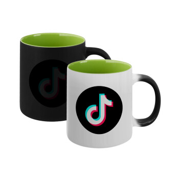 TikTok, Κούπα Μαγική εσωτερικό πράσινο, κεραμική 330ml που αλλάζει χρώμα με το ζεστό ρόφημα