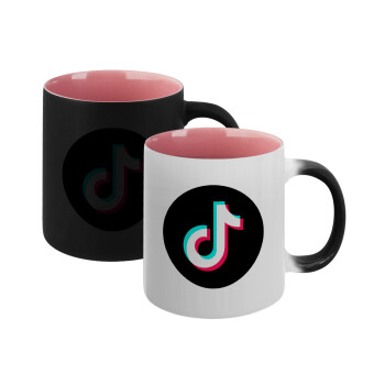 TikTok, Κούπα Μαγική εσωτερικό ΡΟΖ, κεραμική 330ml που αλλάζει χρώμα με το ζεστό ρόφημα