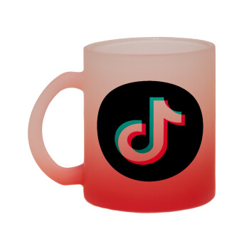 TikTok, Κούπα γυάλινη δίχρωμη με βάση το κόκκινο ματ, 330ml