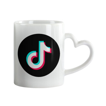 TikTok, Κούπα καρδιά χερούλι λευκή, κεραμική, 330ml
