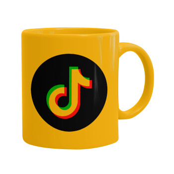 TikTok, Ceramic coffee mug yellow, 330ml (1pcs)