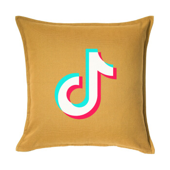 TikTok, Μαξιλάρι καναπέ Κίτρινο 100% βαμβάκι, περιέχεται το γέμισμα (50x50cm)