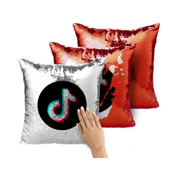 TikTok, Μαξιλάρι καναπέ Μαγικό Κόκκινο με πούλιες 40x40cm περιέχεται το γέμισμα