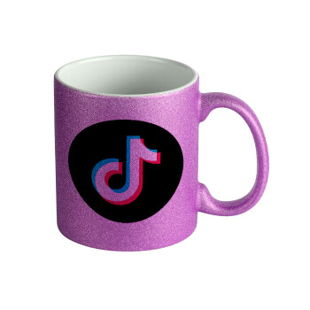 TikTok, Κούπα Μωβ Glitter που γυαλίζει, κεραμική, 330ml