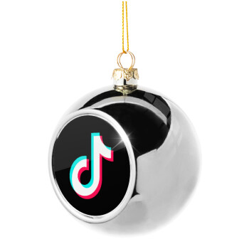 TikTok, Στολίδι Χριστουγεννιάτικη μπάλα δένδρου Ασημένια 8cm