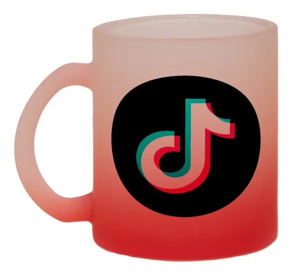 TikTok — Κούπα γυάλινη δίχρωμη με βάση το κόκκινο ματ, 330ml