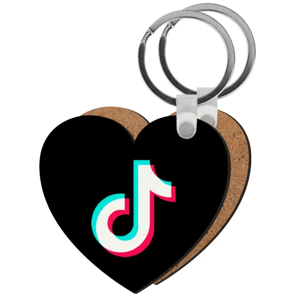 TikTok — Heart wooden MDF keychain