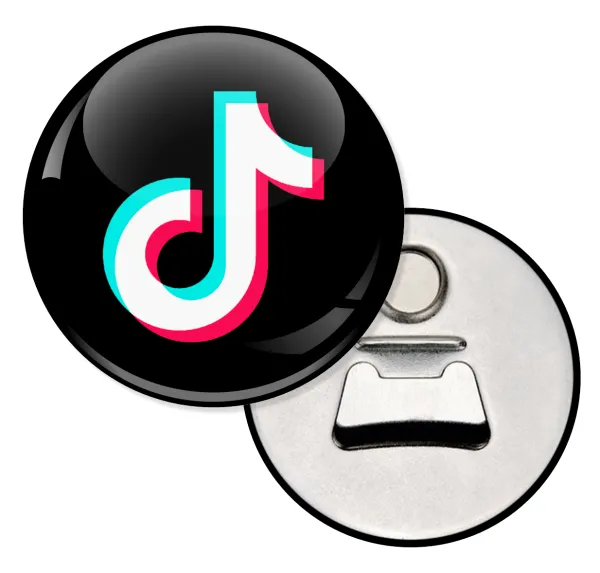 TikTok — Round magnet and beer bottle opener, 5.9cm