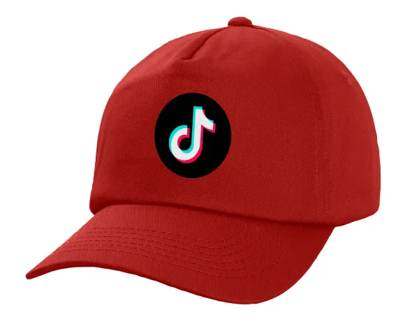 TikTok — Πεντάφυλλο Καπέλο Ενηλίκων Baseball, 100% Βαμβακερό,  Κόκκινο (ΒΑΜΒΑΚΕΡΟ, ΕΝΗΛΙΚΩΝ, UNISEX, ONE SIZE)