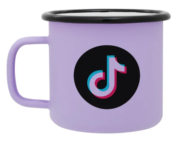 TikTok — Metal enamel mug, matte light pastel purple, 360ml