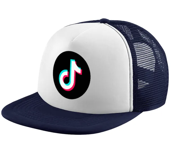 TikTok — Children's Soft Trucker Cap with Dark Blue/White Mesh (POLYESTER, CHILDREN, ONE SIZE)