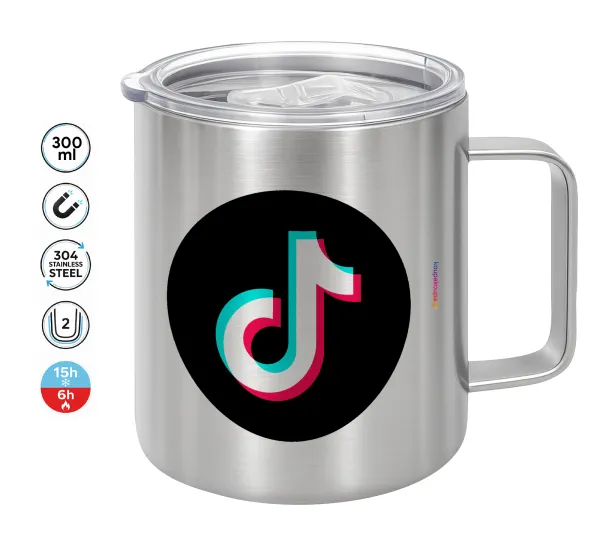TikTok — Double-walled stainless steel mug 300ml with temperature-retaining lid