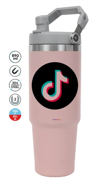 TikTok — PINK Travel Tumbler with Handle 890ml