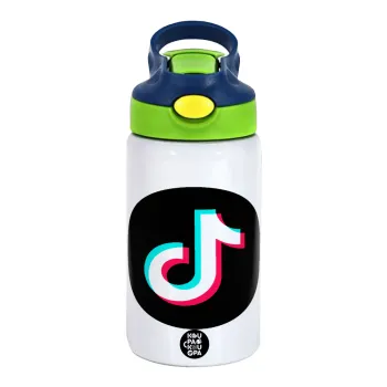 TikTok, Παιδικό παγούρι θερμό, ανοξείδωτο, με καλαμάκι ασφαλείας, πράσινο/μπλε (350ml)