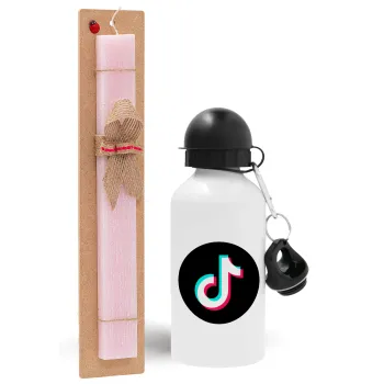 TikTok, Easter Set, metallic aluminum bottle (500ml) & aromatic flat Easter candle (30cm) (PINK)