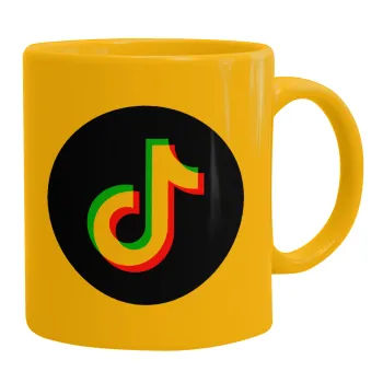 TikTok, Ceramic coffee mug yellow, 330ml