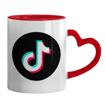 TikTok, Mug heart red handle, ceramic, 330ml