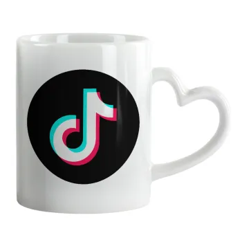TikTok, Κούπα καρδιά χερούλι λευκή, κεραμική, 330ml