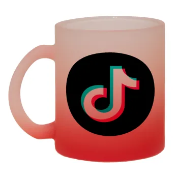 TikTok, Κούπα γυάλινη δίχρωμη με βάση το κόκκινο ματ, 330ml