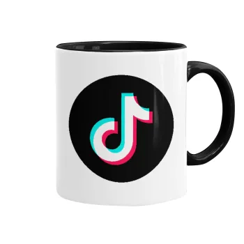 TikTok, Κούπα χρωματιστή μαύρη, κεραμική, 330ml