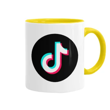 TikTok, Κούπα χρωματιστή κίτρινη, κεραμική, 330ml
