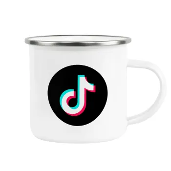 TikTok, Metallic enamel cup white 360ml