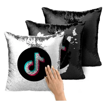 TikTok, Μαξιλάρι καναπέ Μαγικό Μαύρο με πούλιες 40x40cm περιέχεται το γέμισμα