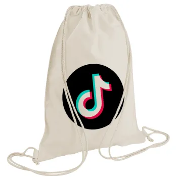TikTok, Backpack bag GYMBAG natural (28x40cm)