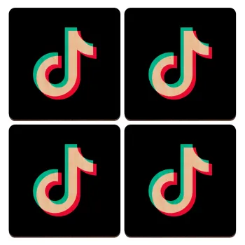 TikTok, ΣΕΤ x4 Σουβέρ ξύλινα τετράγωνα plywood (9cm)