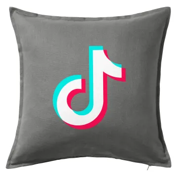 TikTok, Μαξιλάρι καναπέ Γκρι 100% βαμβάκι, περιέχεται το γέμισμα (50x50cm)