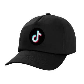 TikTok, Adult Baseball Cap, 100% Cotton, Black (COTTON, ADULT, UNISEX, ONE SIZE)