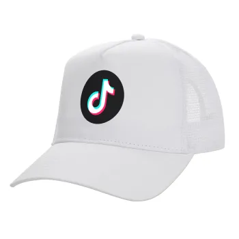 TikTok, Καπέλο Ενηλίκων Structured Trucker, με Δίχτυ, ΛΕΥΚΟ (100% ΒΑΜΒΑΚΕΡΟ, ΕΝΗΛΙΚΩΝ, UNISEX, ONE SIZE)