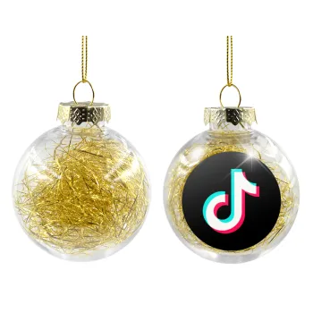 TikTok, Transparent Christmas tree ball ornament with gold filling 8cm