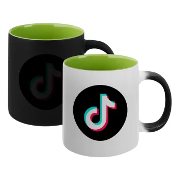 TikTok, Κούπα Μαγική εσωτερικό πράσινο, κεραμική 330ml που αλλάζει χρώμα με το ζεστό ρόφημα